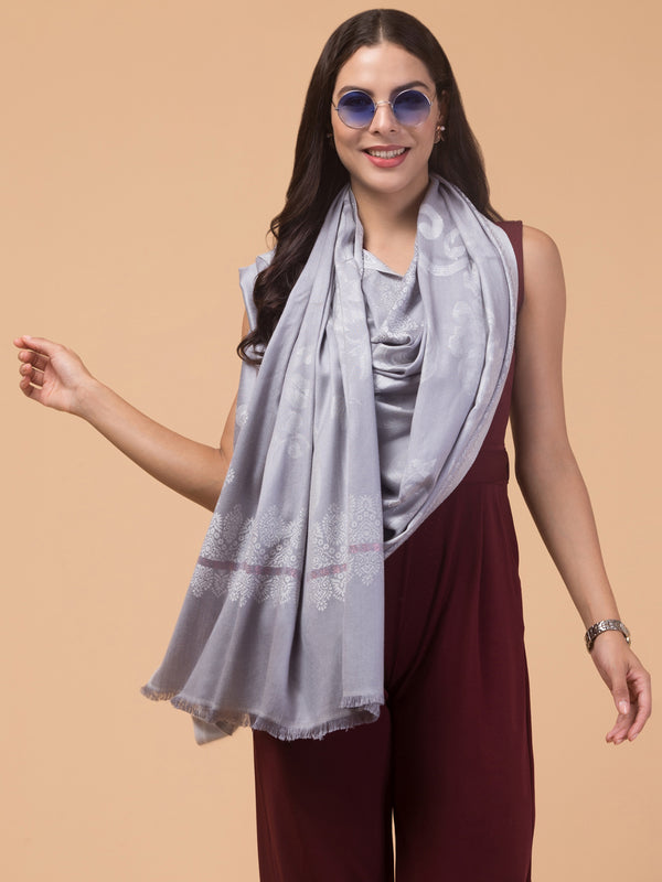 Soft and Smooth Feel, Rose Design, Reversible Shawl - Blue