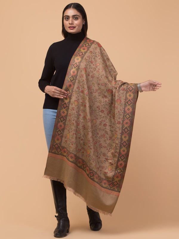 Kashmiri Kani Design Stole - Beige