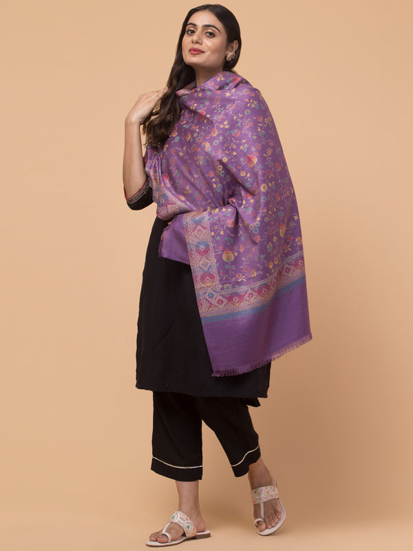 Kashmiri Kani Design Stole - Purple