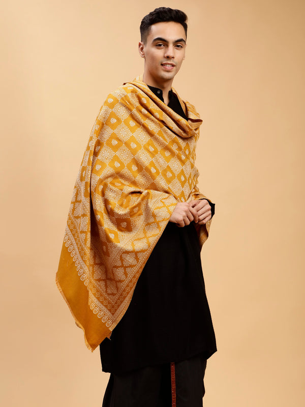 tweedle Mens Mustard Barfi Design Acrylic Shawl/Stole (40 x 80 Inches)