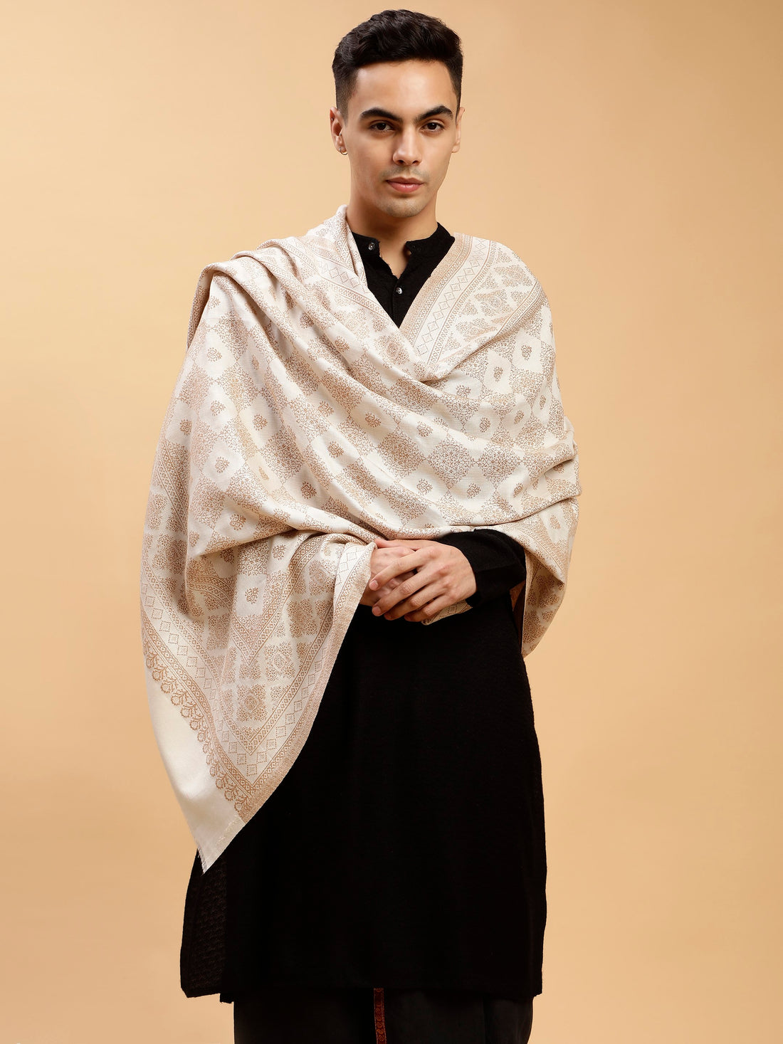 White Reversible shawl for men