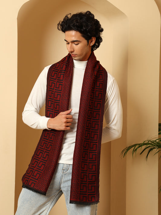 Men’s Warm Woollen Muffler for Winters - maroon