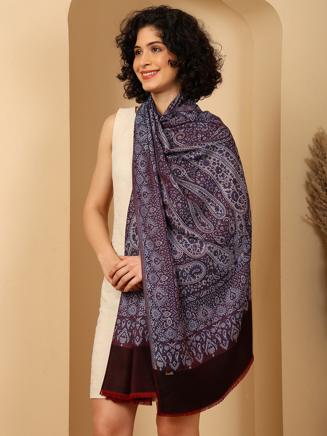 Tweedle Soft Bamboo Modal Stole for Women - Wine