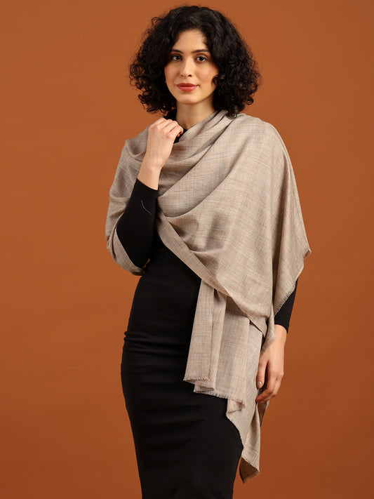 Tweedle Women’s Plain Woollen Stole / Scarf - Beige