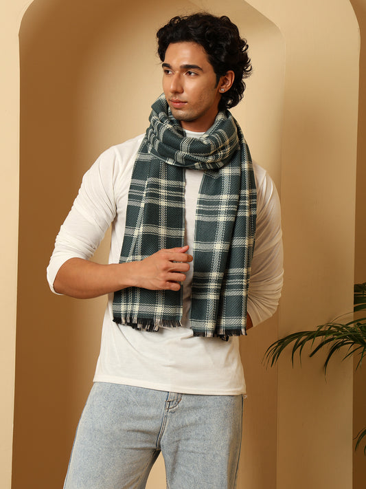 Men’s Blue Soft Blanket Muffler / Stole | Size - 28 x 80 inches - Green