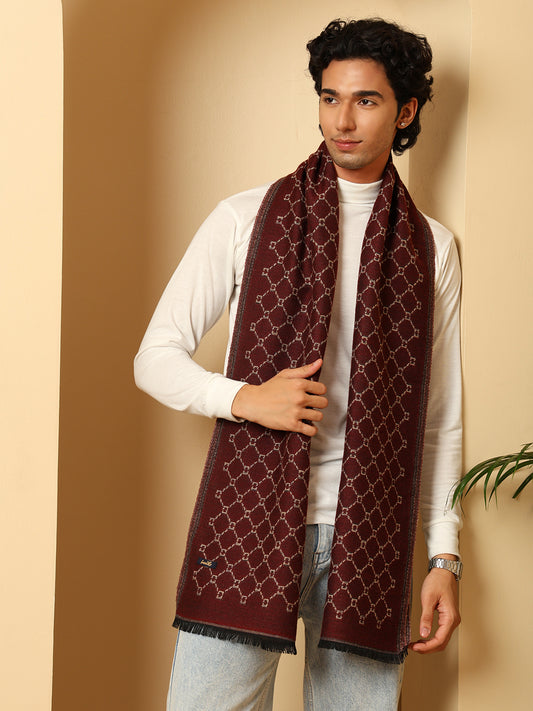 Men’s Warm Woollen Muffler for Winters - Maroon