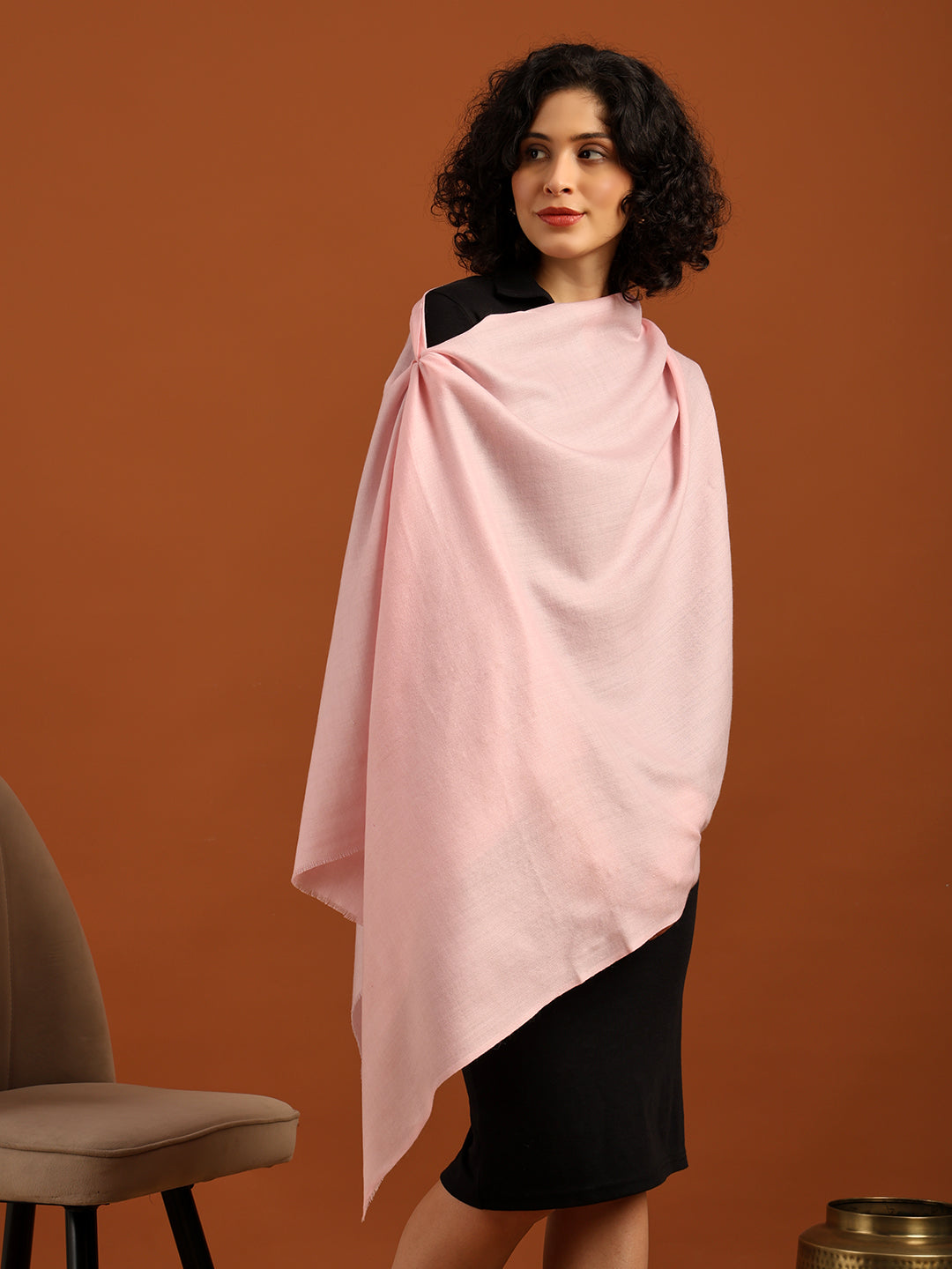 Tweedle Women’s Plain Woollen Stole / Scarf - Pink