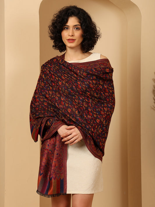 Tweedle Silky Soft Reversible Kani Stole for Women - Black