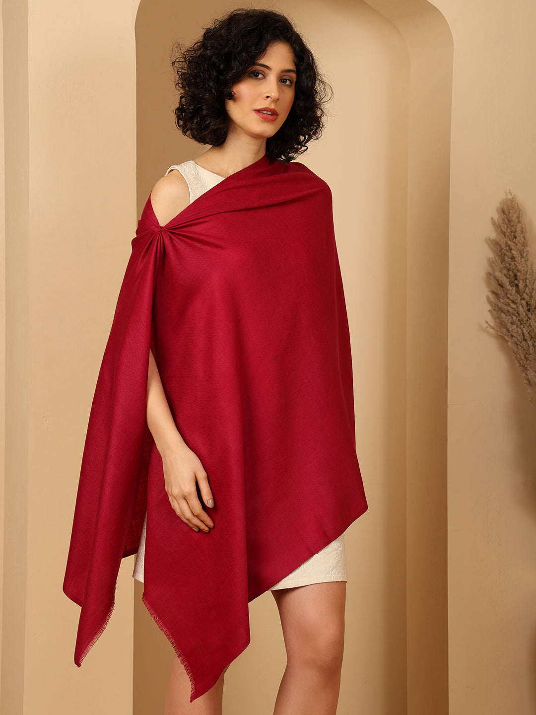 Tweedle Women’s Plain Woollen Stole / Scarf - Magenta