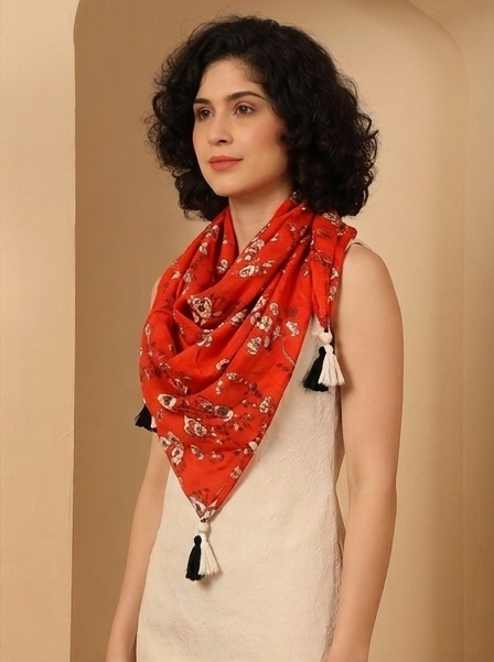 Pure cotton summer scarf orange