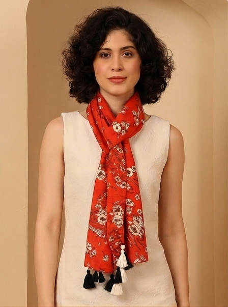 Pure cotton summer scarf orange