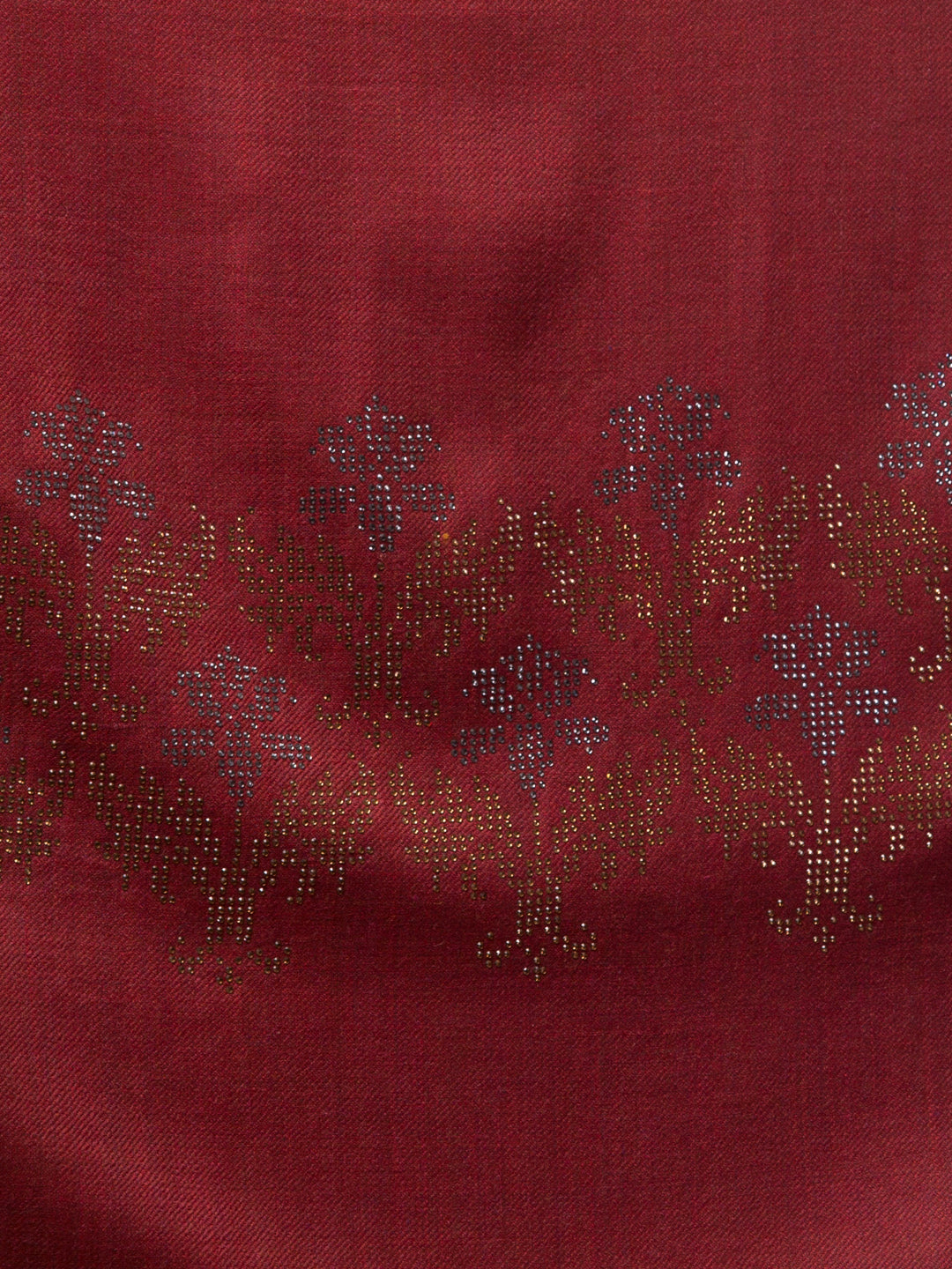 Crystal /Stone Booti Work Fine Wool Stole - Maroon