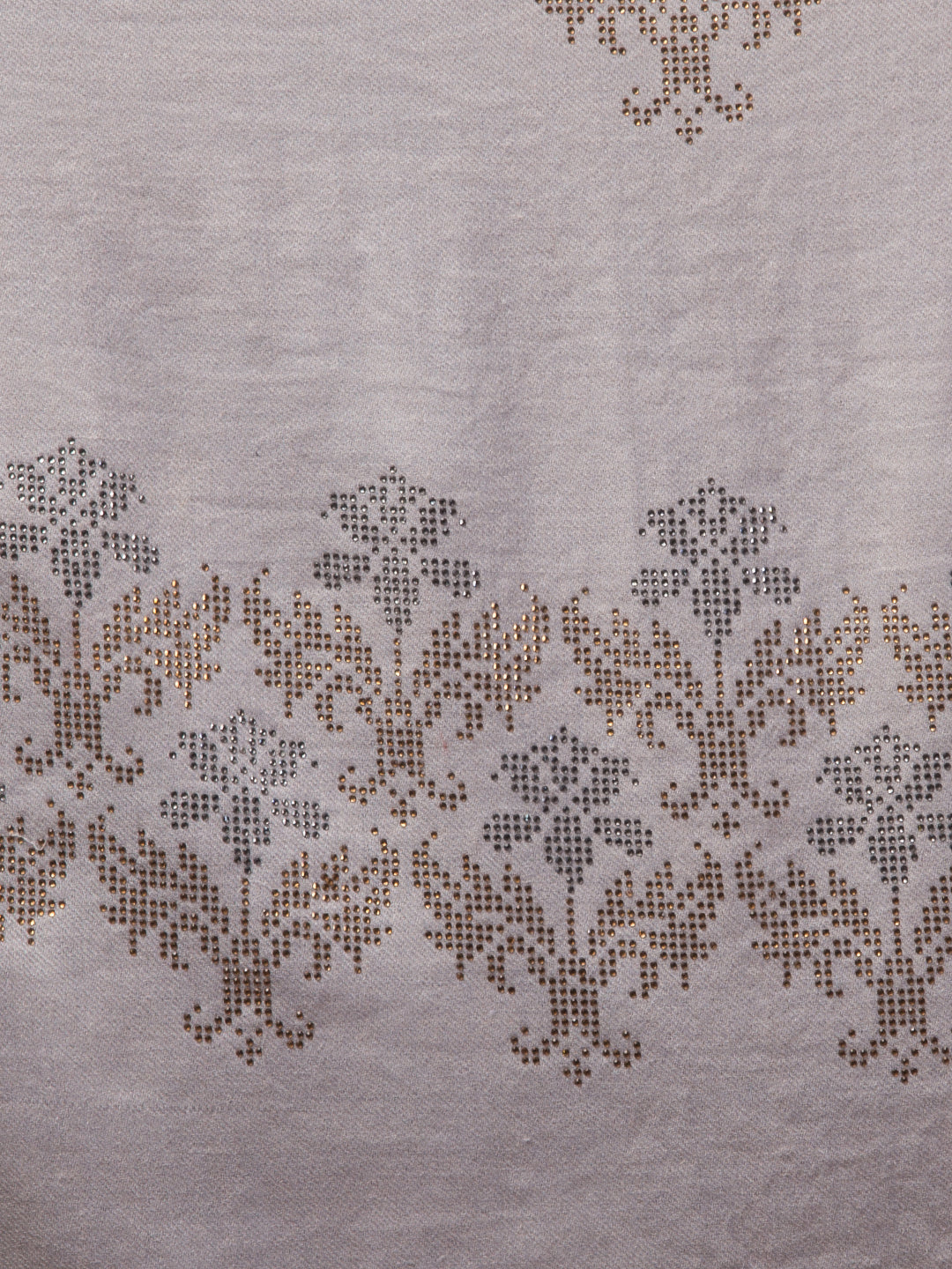 Crystal /Stone Booti Work Fine Wool Stole - Grey