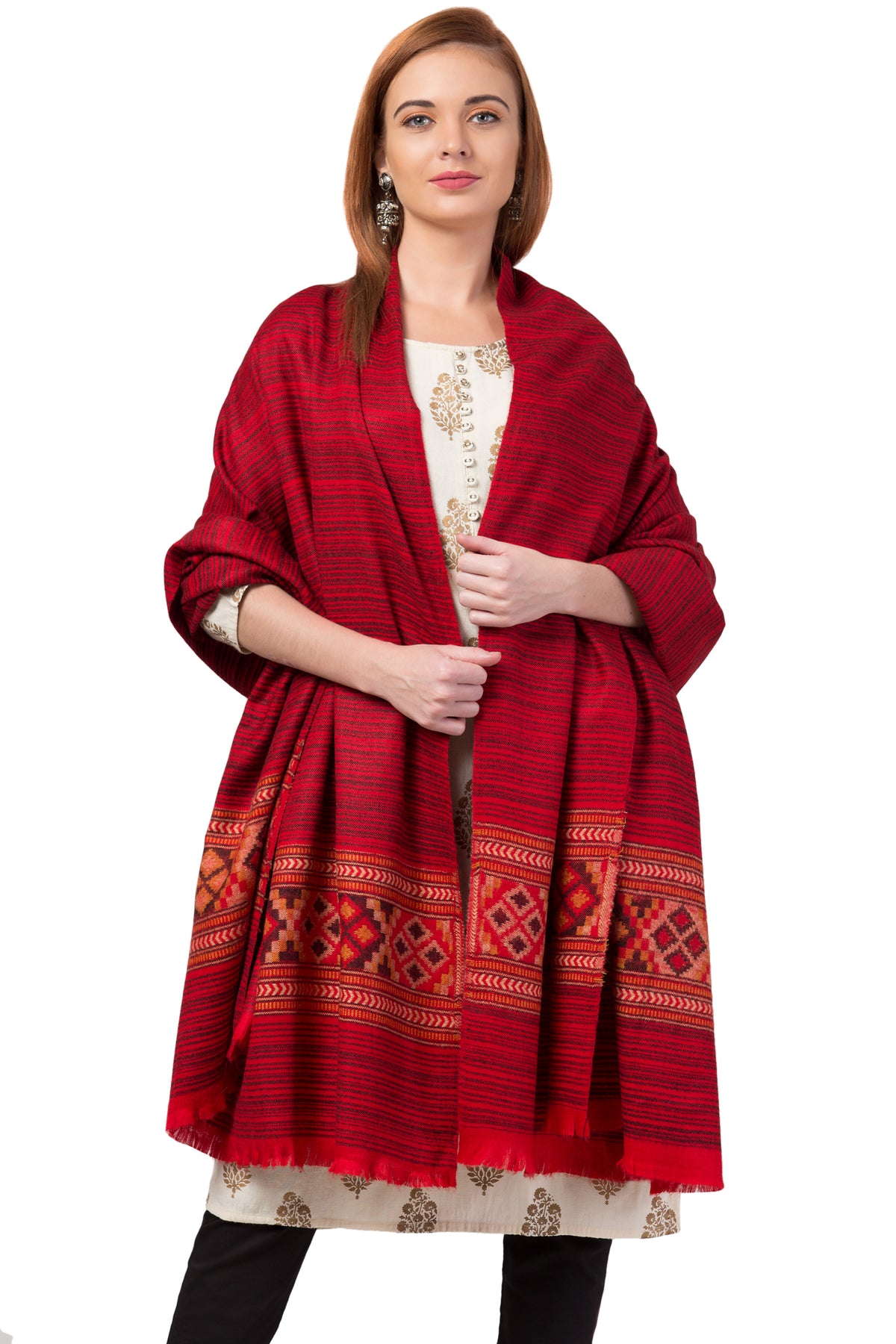 Red kullu shawl for women