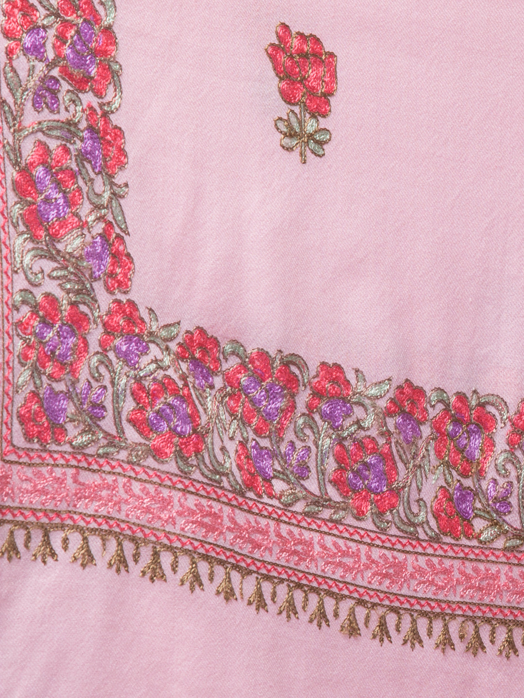 Tweedle Women’s Gulbahaar Aari Embroidery Stole/ Scarf - Pink (Size-28x80)