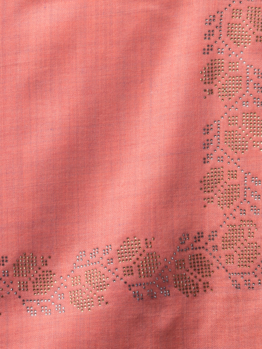 Fine Wool Crystal/Stone Work Stole for Winters - Peach