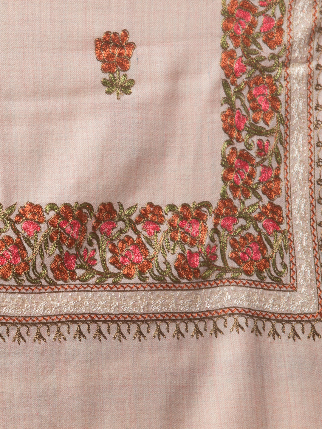 Tweedle Women’s Gulbahaar Aari Embroidery Stole/ Scarf - Off-White (Size-28x80)