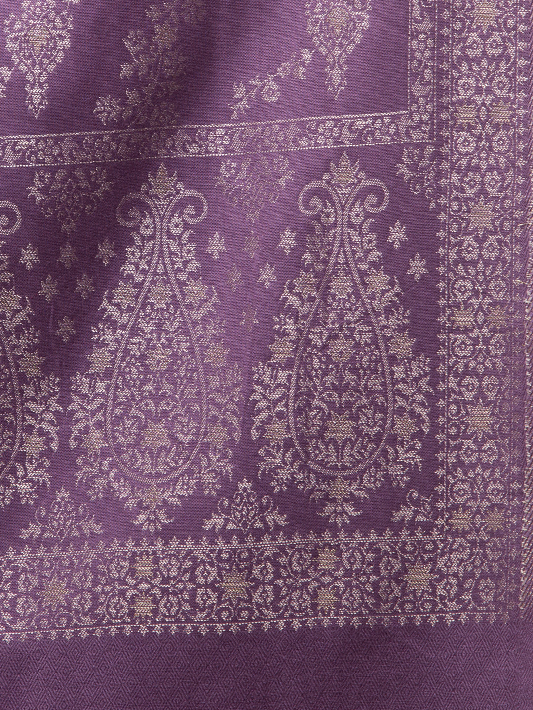 Zari Weave Floral Design Acrylic Stole - Purple
