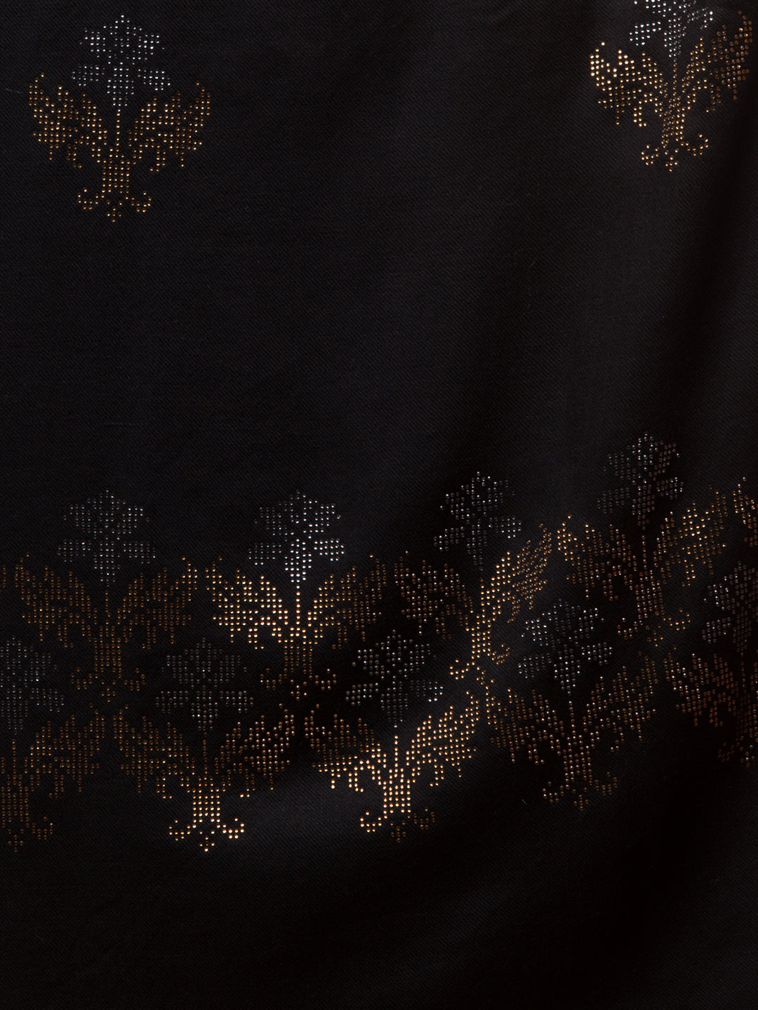 Crystal /Stone Booti Work Fine Wool Stole - Black