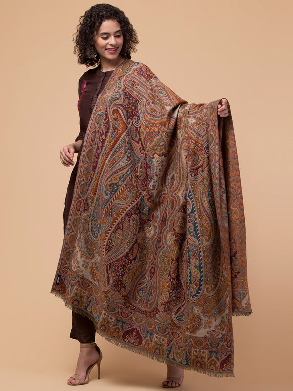 Jacquard Weave, Paisley Design, Faux Pashmina Shawl - Multi - Colored