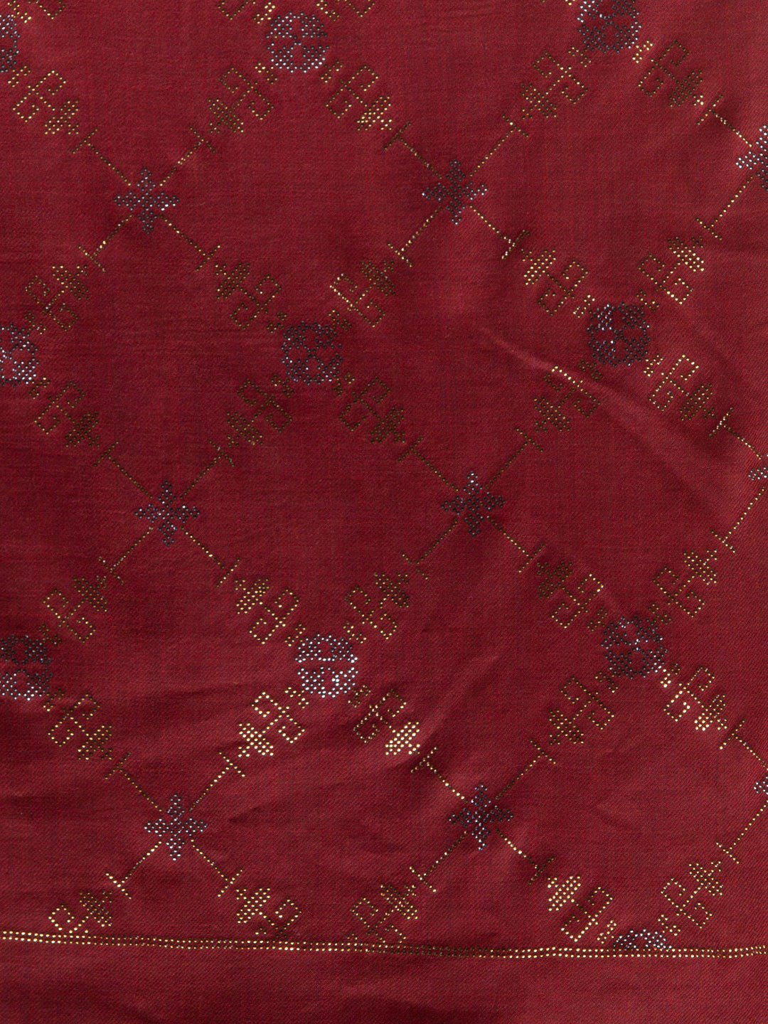 Fine Wool Crystal / Stone Work Stole - Maroon