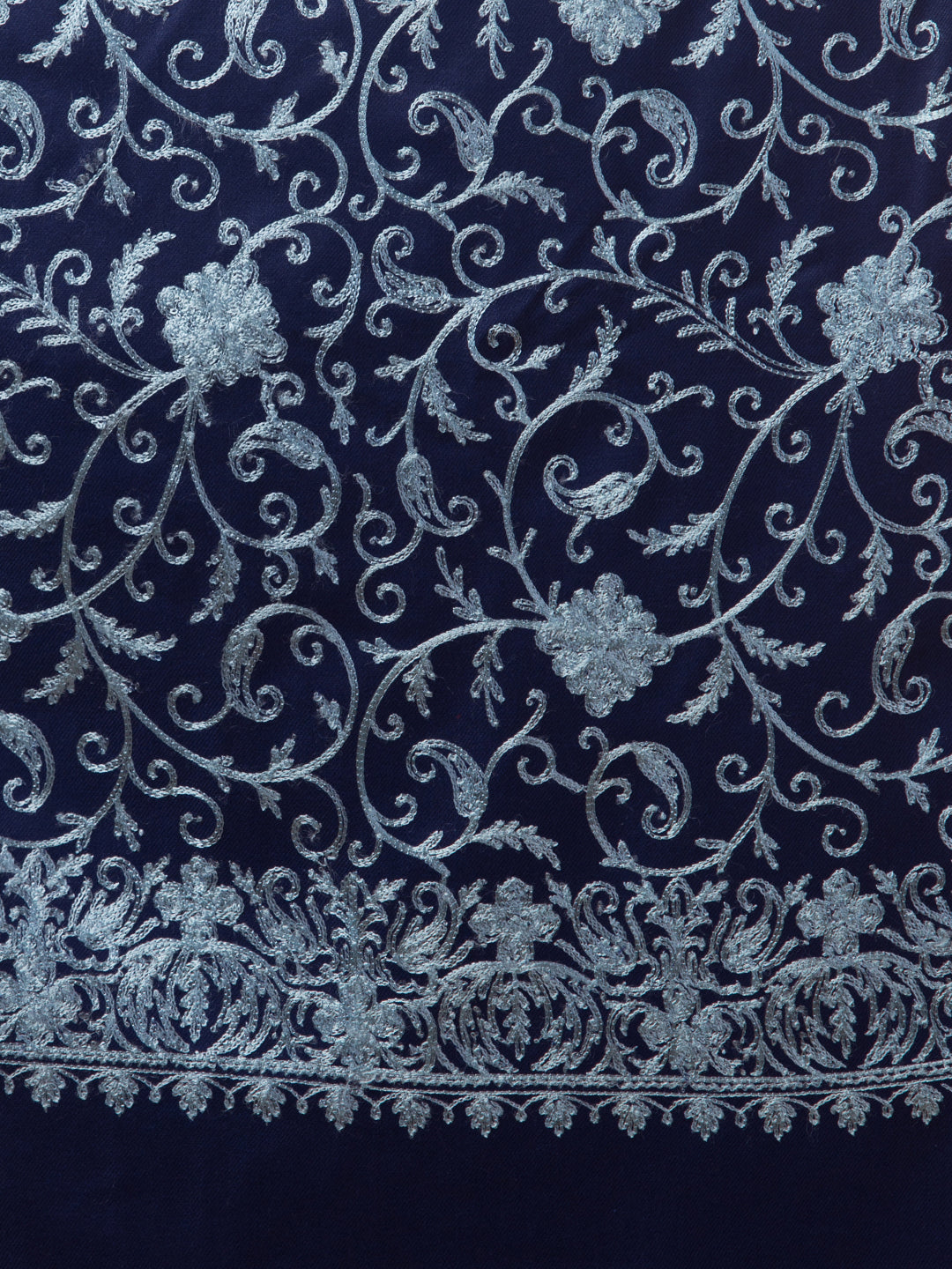 tweedle Kashmiri Aari Embroidery Shawl for Women - Navy Blue (40 x 80 inches)