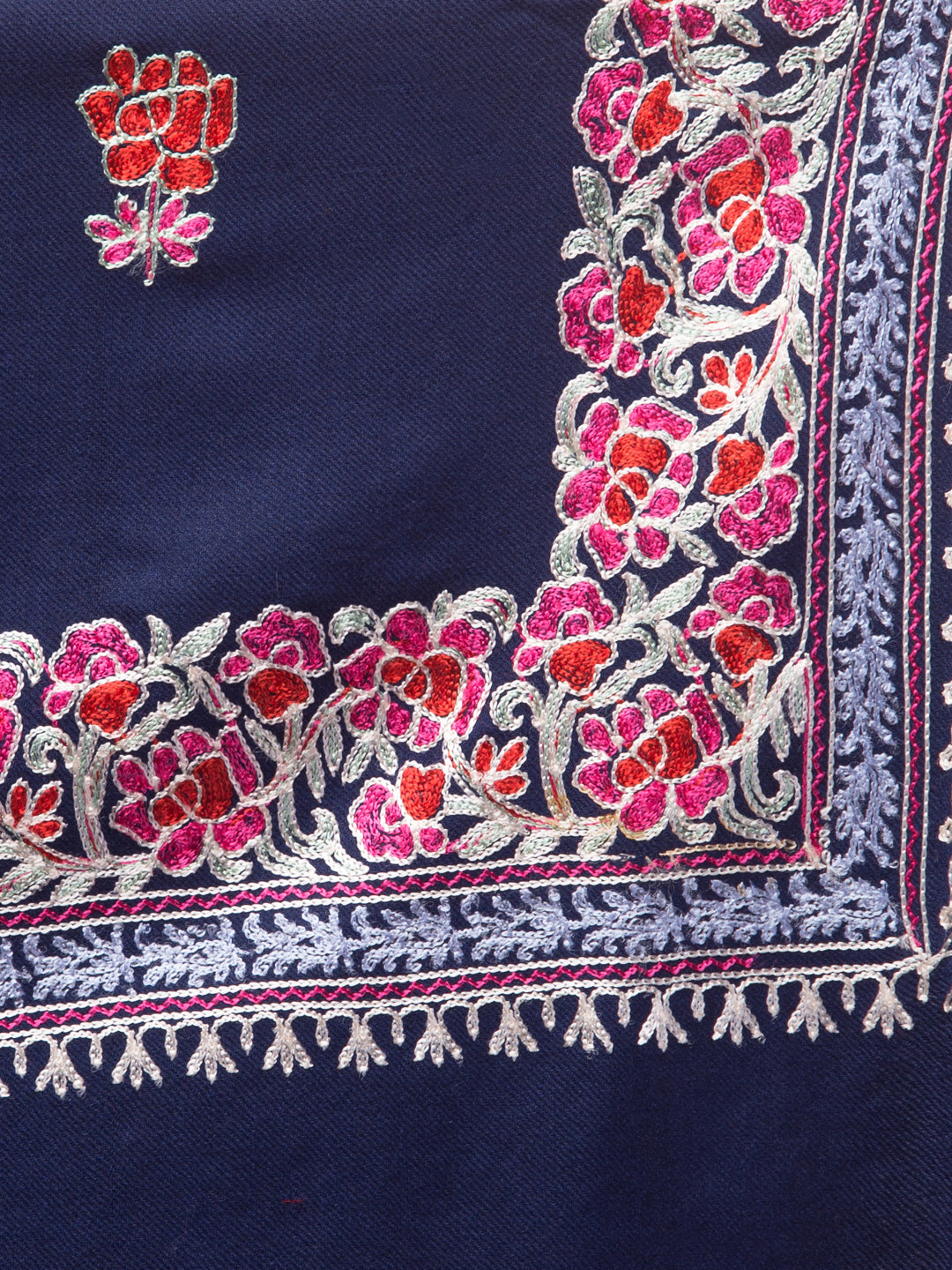 Tweedle Women’s Gulbahaar Aari Embroidery Stole/ Scarf - Navy Blue (Size-28x80)