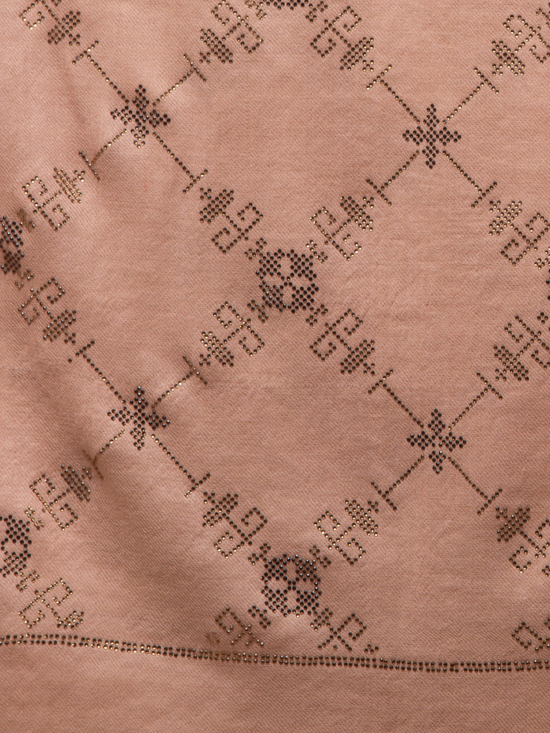 Fine Wool Crystal / Stone Work Stole - Beige