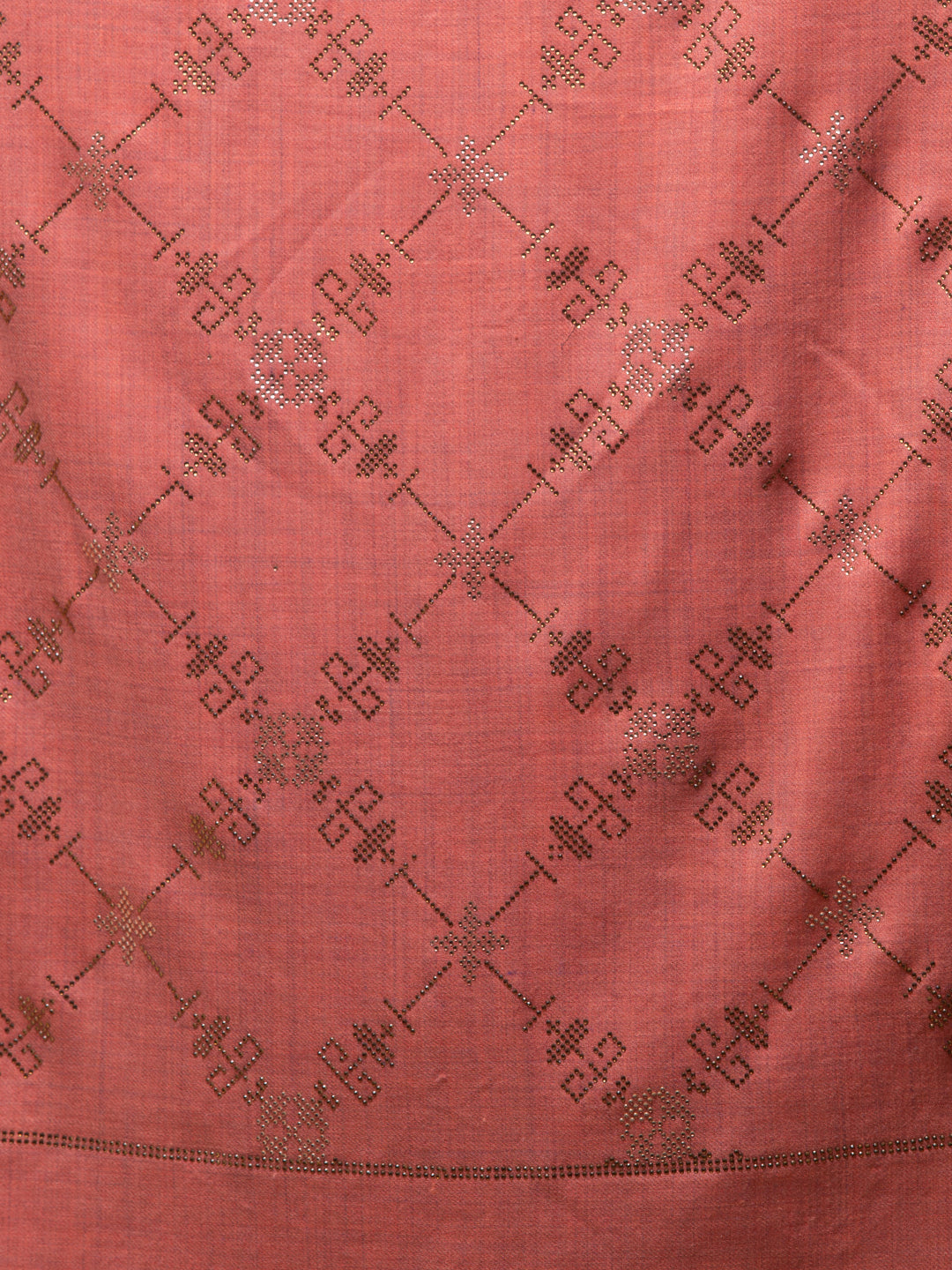 Fine Wool Crystal / Stone Work Stole - Peach