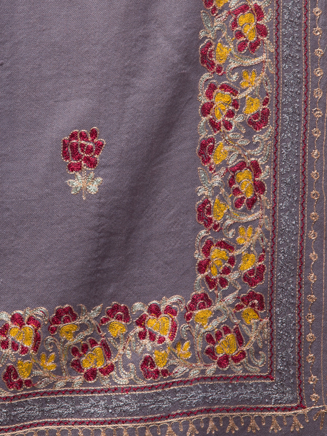 Tweedle Women’s Gulbahaar Aari Embroidery Stole/ Scarf - Grey (Size-28x80)