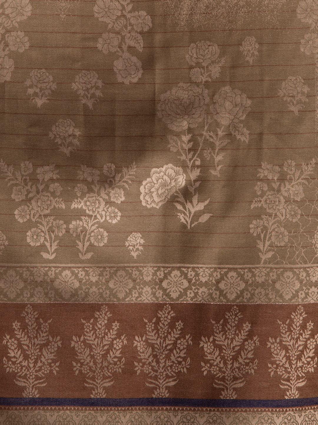 Reversible Fusion, Floral Design Shawl for Winter - Beige