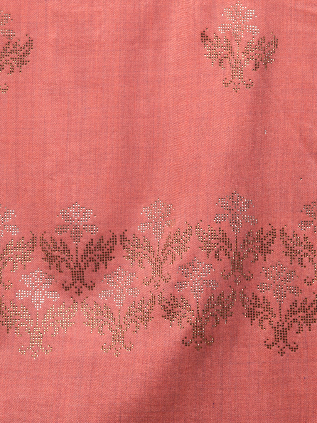 Crystal /Stone Booti Work Fine Wool Stole - Peach