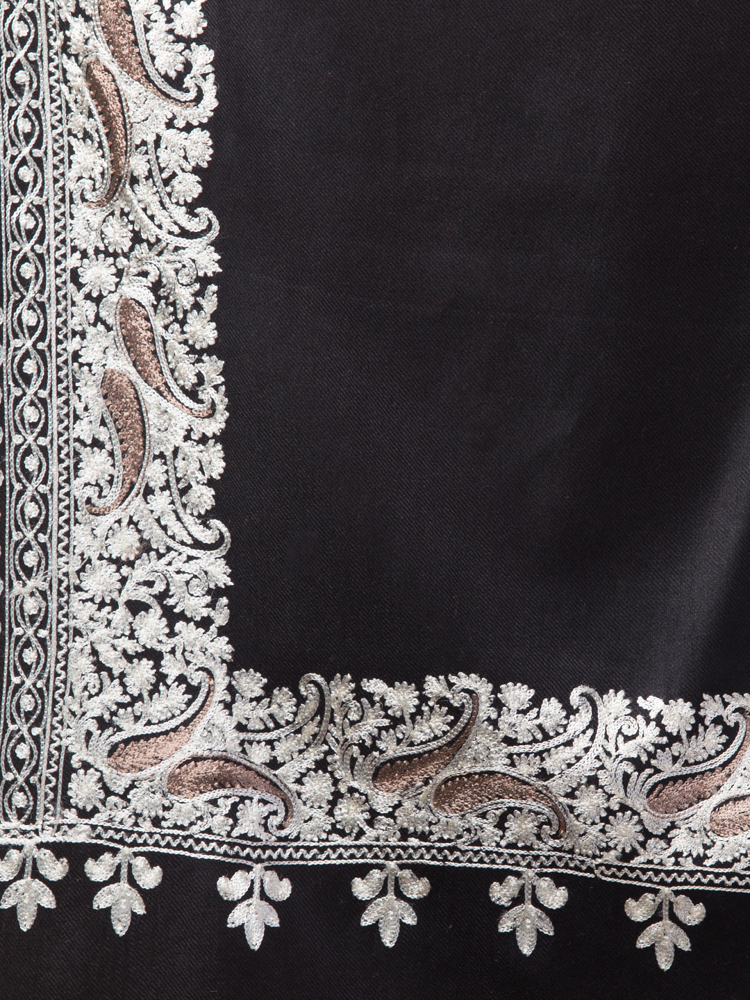 tweedle Kashmiri Aari Embroidery Shawl for Women - Black (40 x 80 inches)