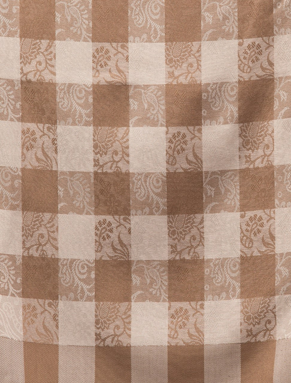 Reversible, Check Design, Woven Shawl - Beige