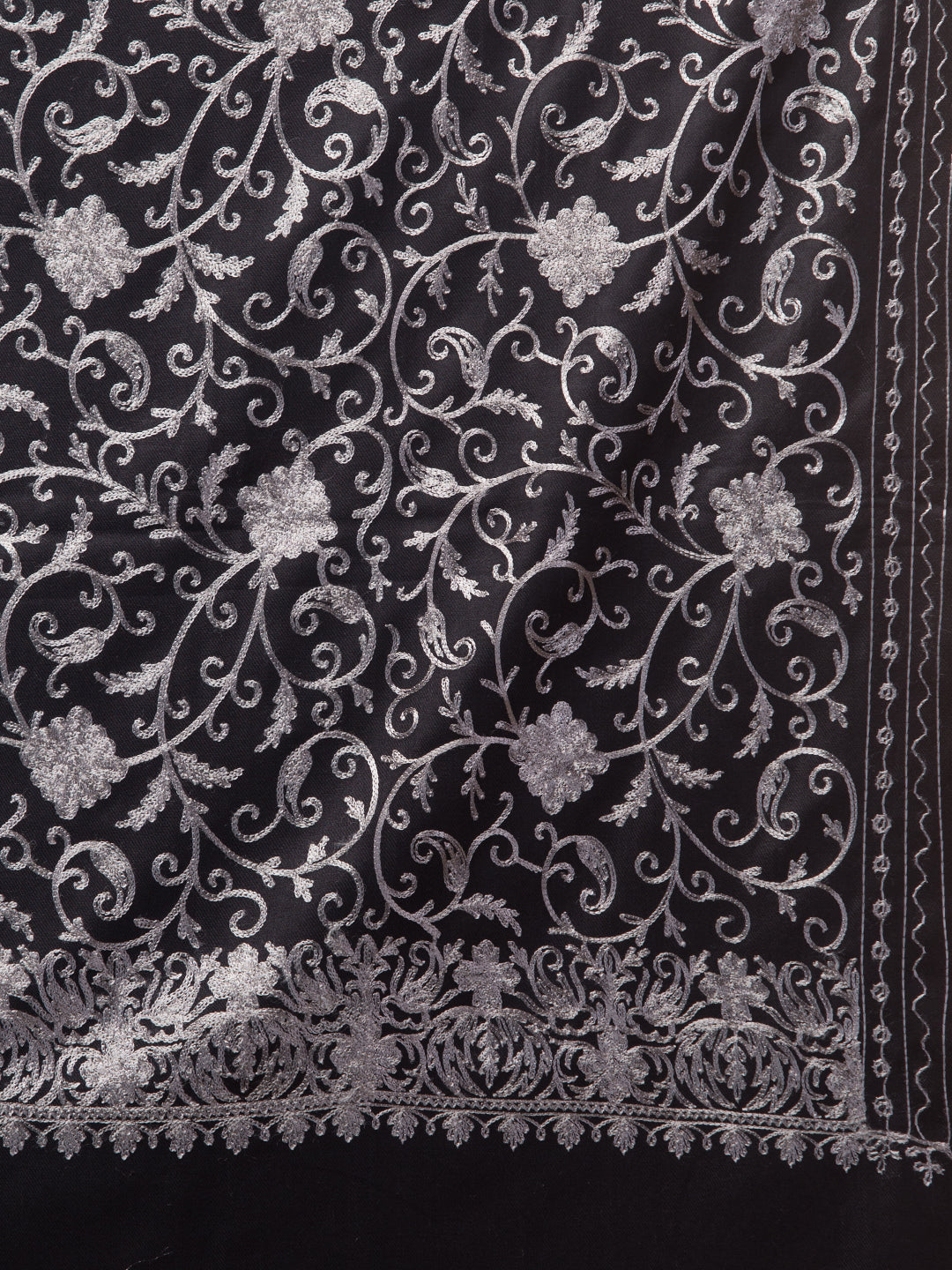 tweedle Kashmiri Aari Embroidery Shawl for Women - Black (40 x 80 inches)