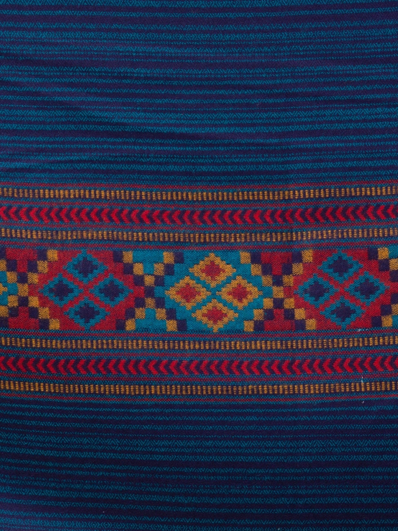 Ethnic Kullu Shawl for Men, Traditional Himachali Design with Tribal Motifs - Light Blue (40x80)