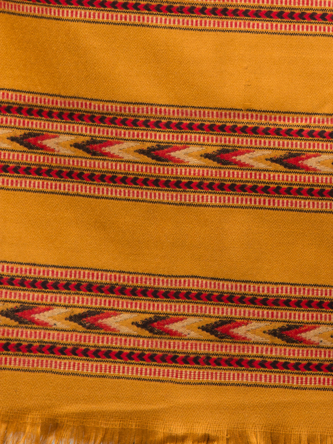 Ethnic Kullu Shawl for Women, Traditional Himachali Design with Tribal Motifs - Yellow (Size -40x80)