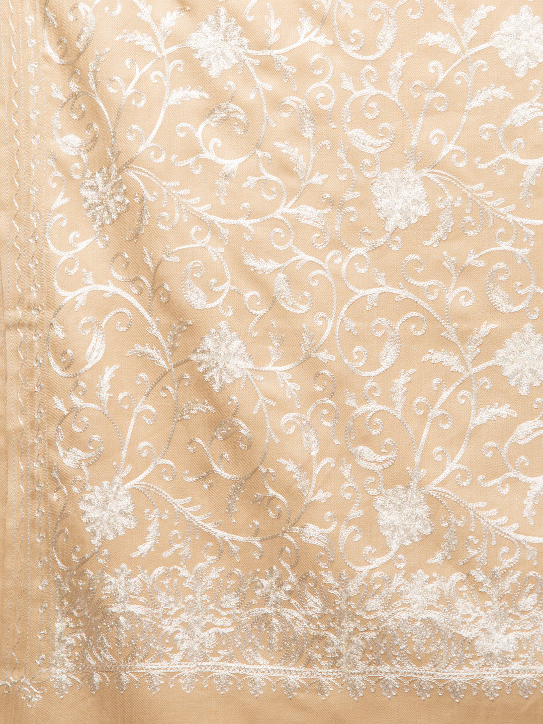 tweedle Kashmiri Aari Embroidery Shawl  for Women - Beige (40 x 80 inches)