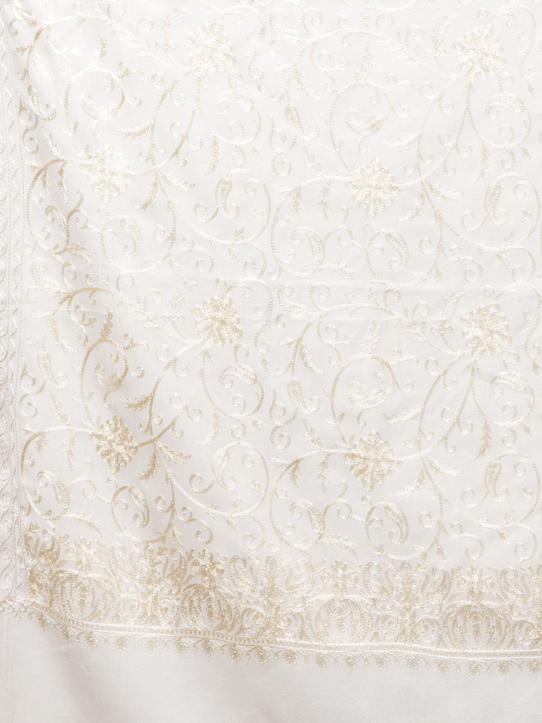 tweedle Kashmiri Aari Embroidery Shawl for Women - Off-White (40 x 80 inches)