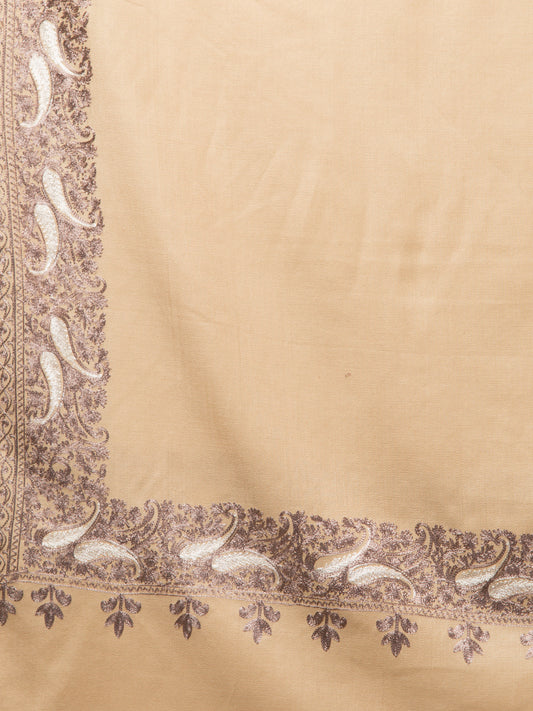 tweedle Kashmiri Aari Embroidery Shawl  for Women - Beige (40 x 80 inches)