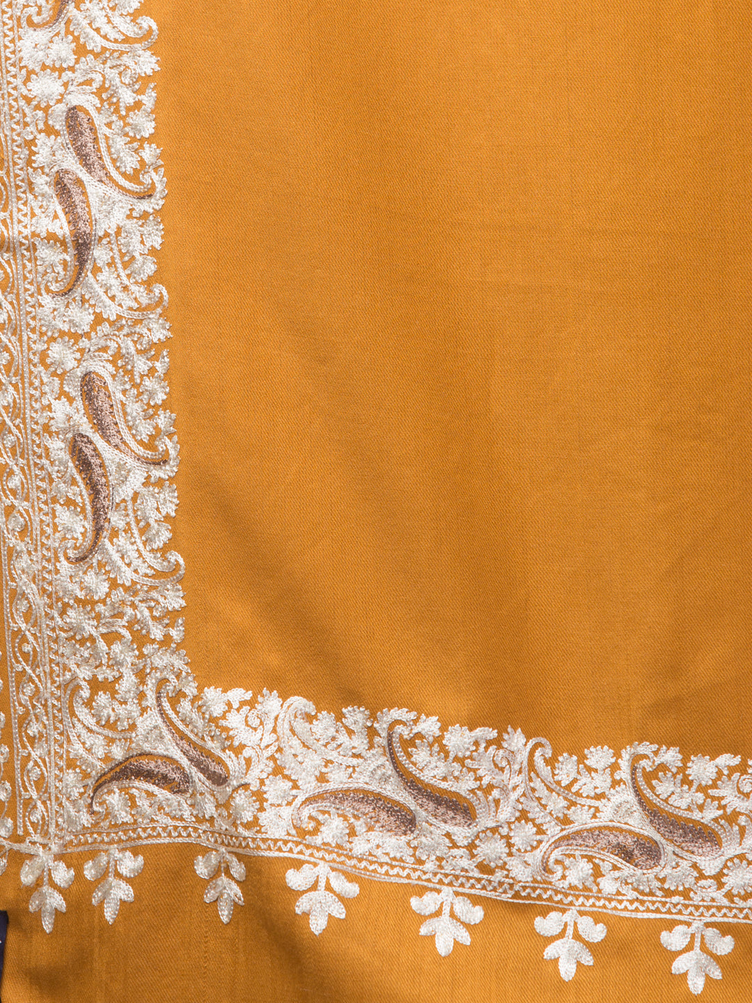 tweedle Kashmiri Aari Embroidery Shawl for Women - Mustard (40 x 80 inches)