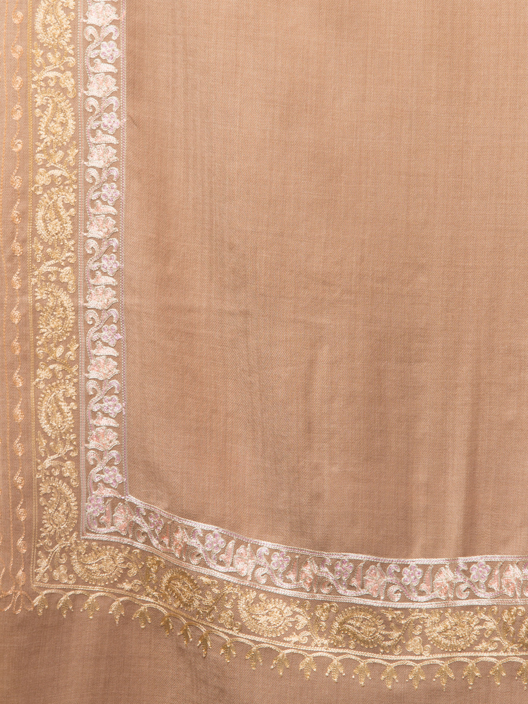 Tweedle Fine Wool Embroidered Stole for Women - Beige, Size -28x80