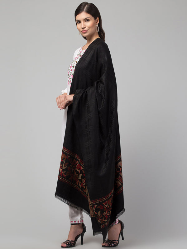 Geometrical Fusion Design Woven Shawl - Black