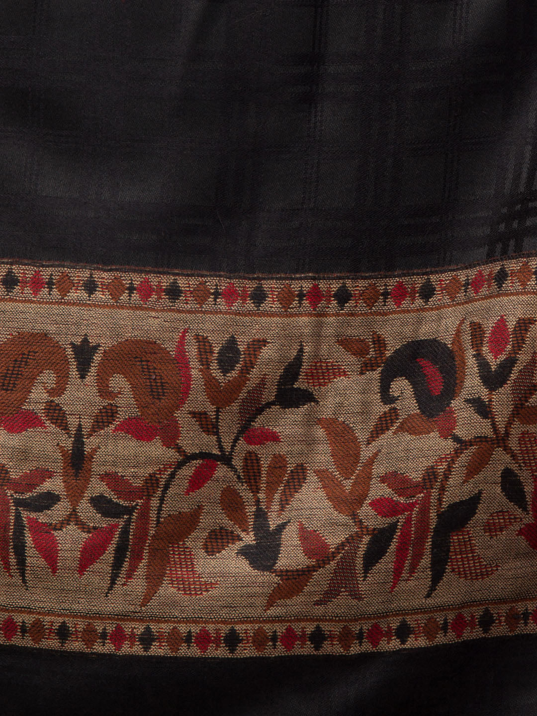 Tweedle Women’s Reversible Shawl / Stole, Wool Blend, Ethnic Kashmiri Design Scarf - Black