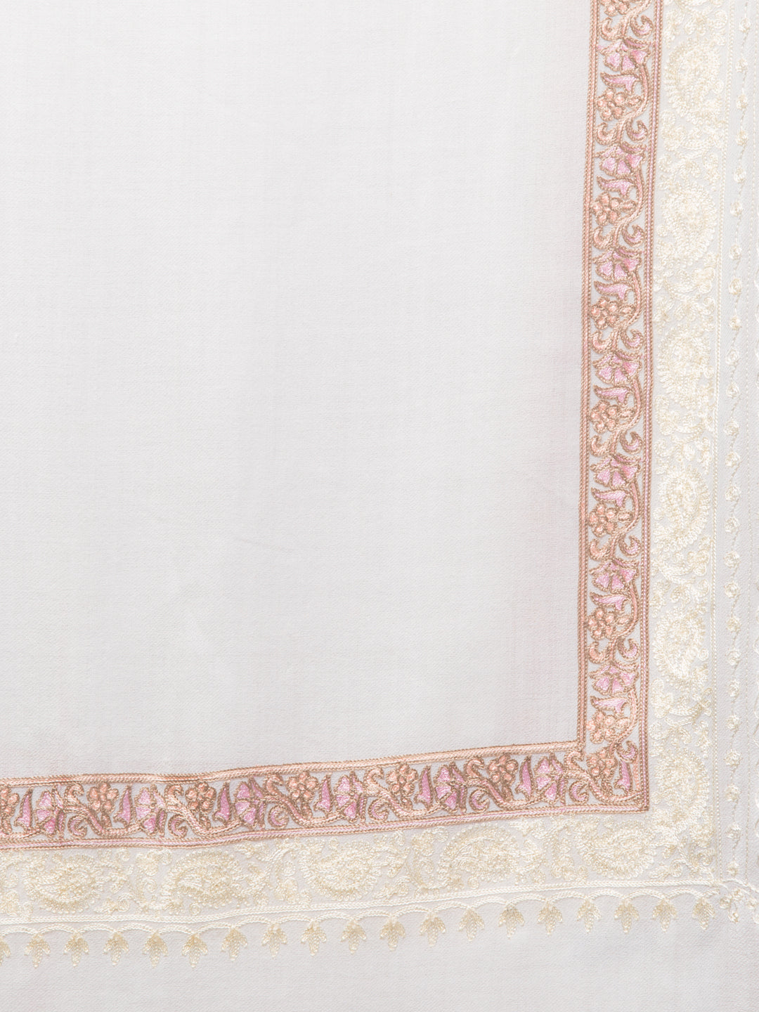 Tweedle Fine Wool Embroidered Stole for Women - Off-White, Size -28x80