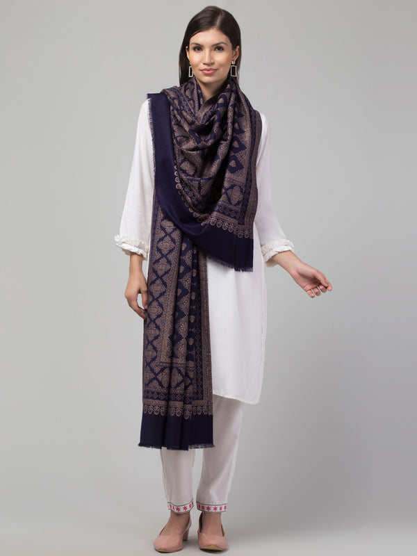 Fusion Design Woven Shawl - Navy Blue