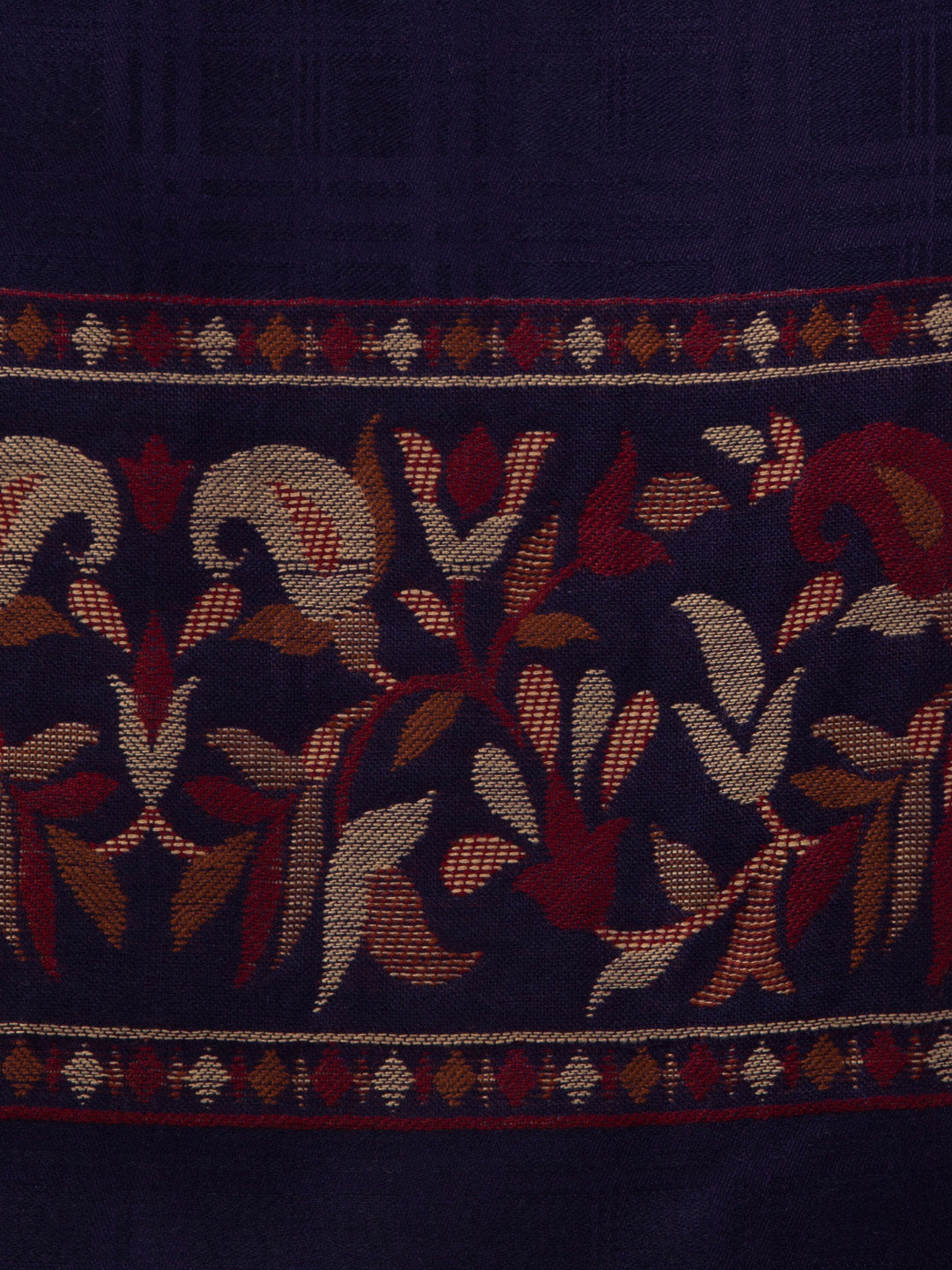 Geometrical Fusion Design Woven Shawl - Navy Blue