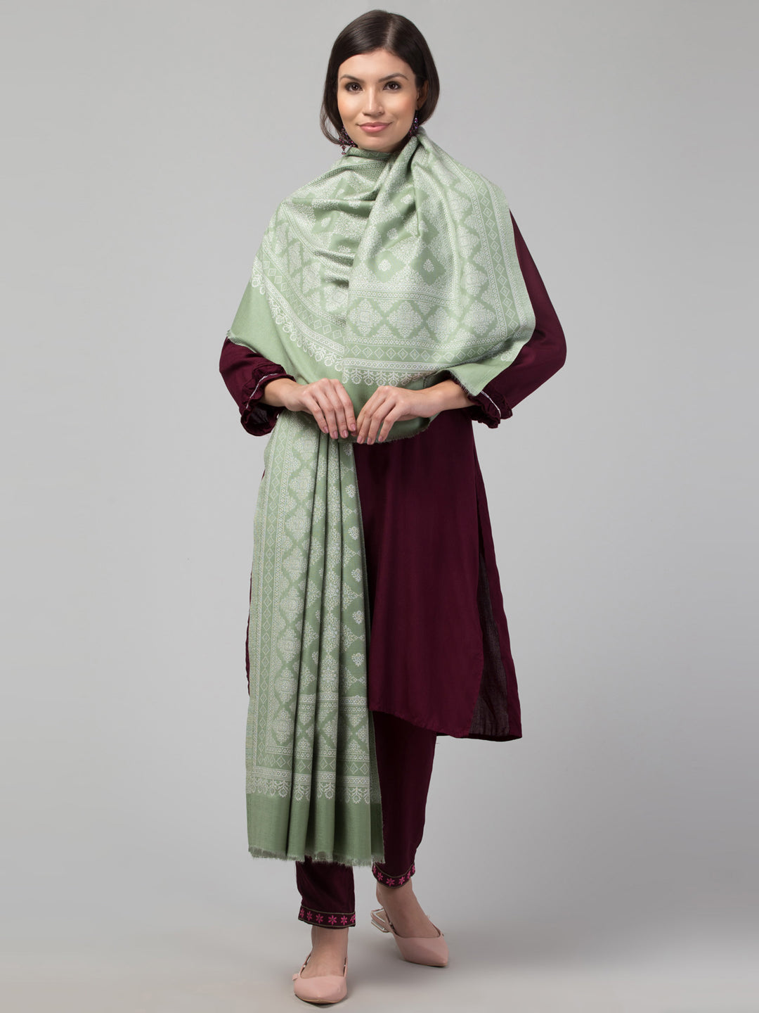 Fusion Design Woven Shawl - Green