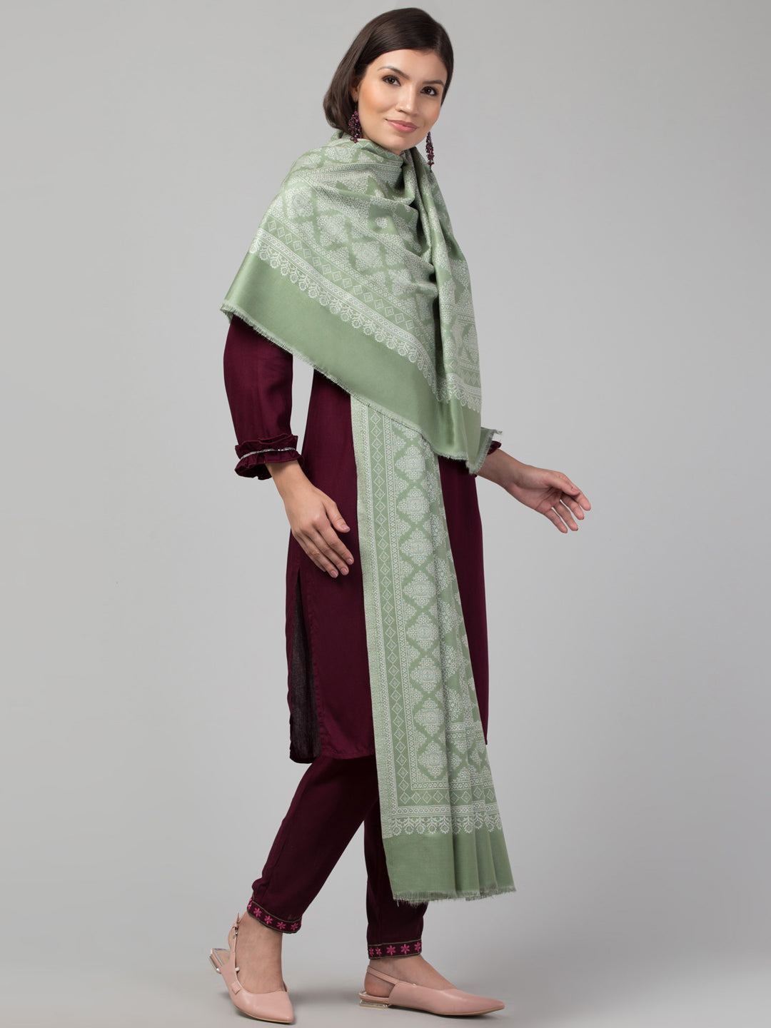 Fusion Design Woven Shawl - Green