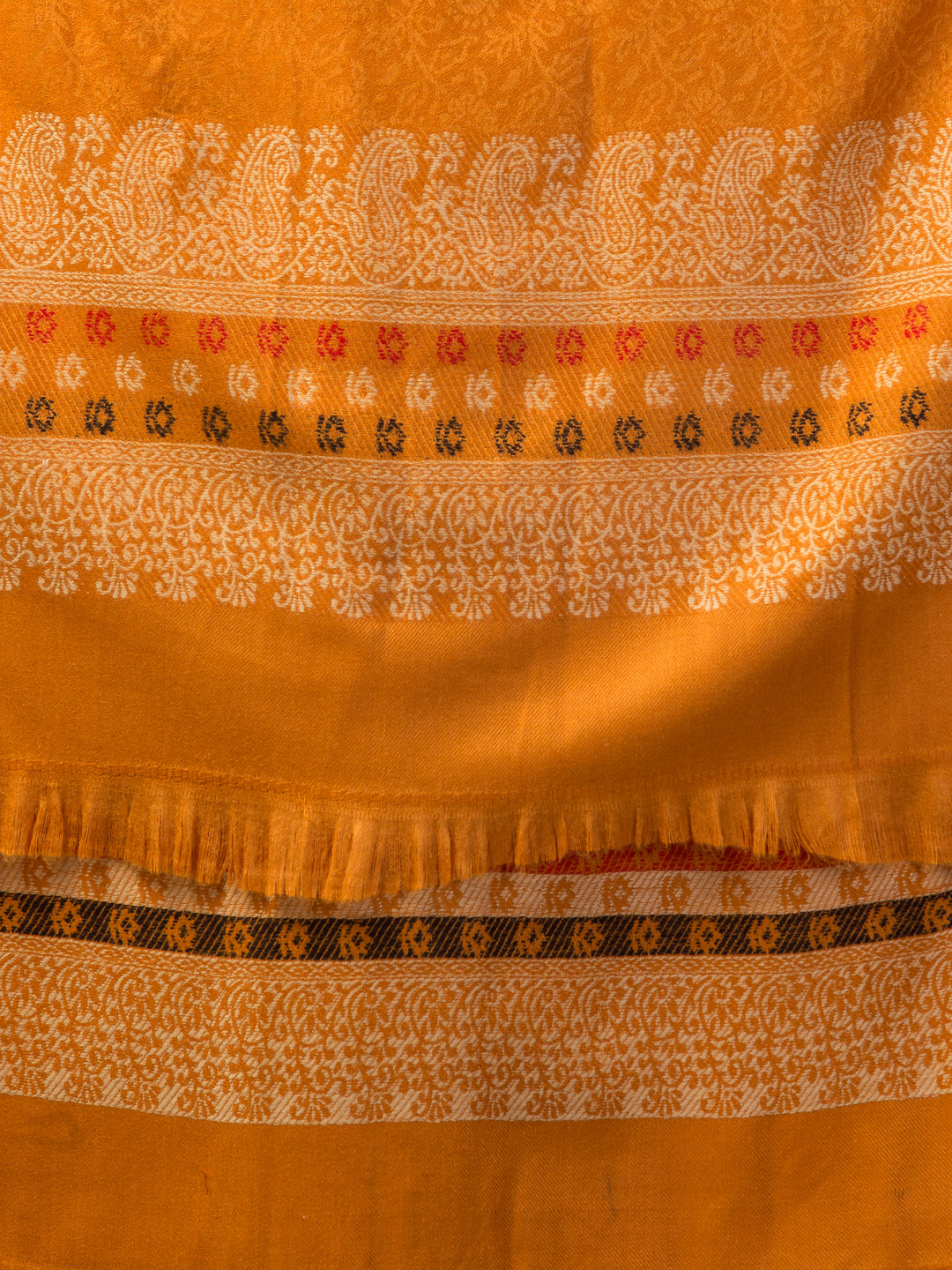 Jamawar Weave Plain Self Design with Border Shawl - Yellow